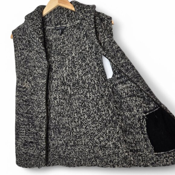 Eileen Fisher Yak and Merino Wool Chunky Sweater Vest Women's Full Zip Cowl M - Picture 3 of 5